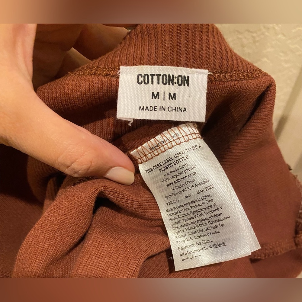Cotton On ribbed short sleeve tee MIDI Dress in color Vintage Brown - Size M - Picture 8 of 14